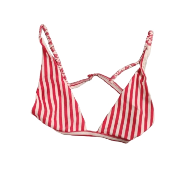 Tularosa Striped Red And White Bikini Top Sz XS - Picture 1 of 3
